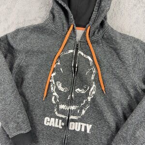 Call Of Duty Hoodie Mens 2XL Gray Black Ops 3 Skull Fleece Full Zip Sweatshirt